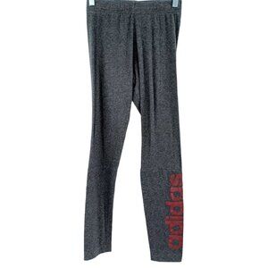 Adidas Gray Red Metallic Spellout Leggings Women's XS High Rise Athleisure